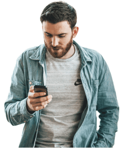 Man with phone and map