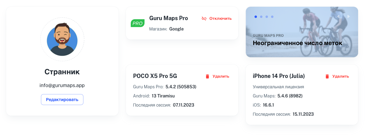 Профиль пользователя Guru Maps