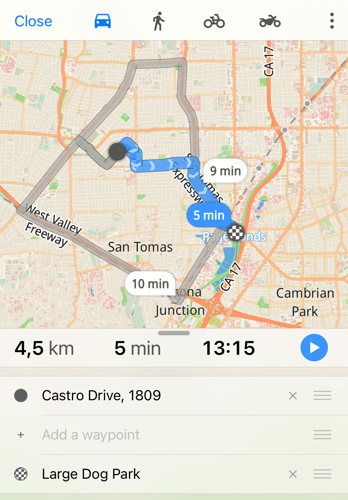 Альтернативные маршруты в Guru Maps