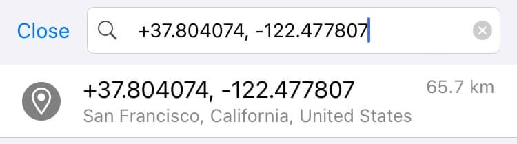Поиск по координатам в Guru Maps